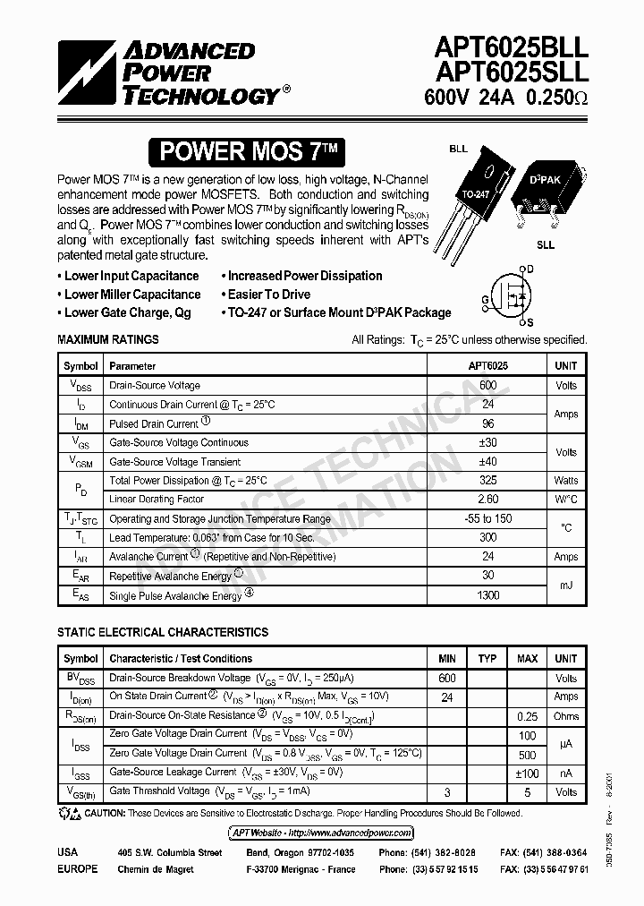 APT6025BLL_73436.PDF Datasheet