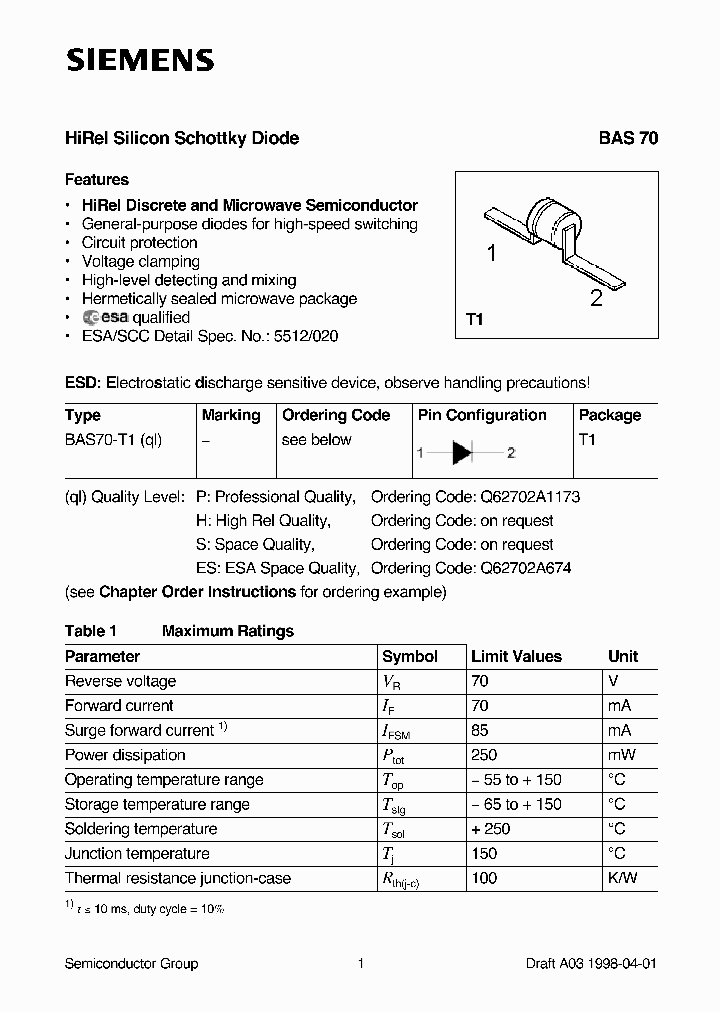 BAS70-T1_108149.PDF Datasheet