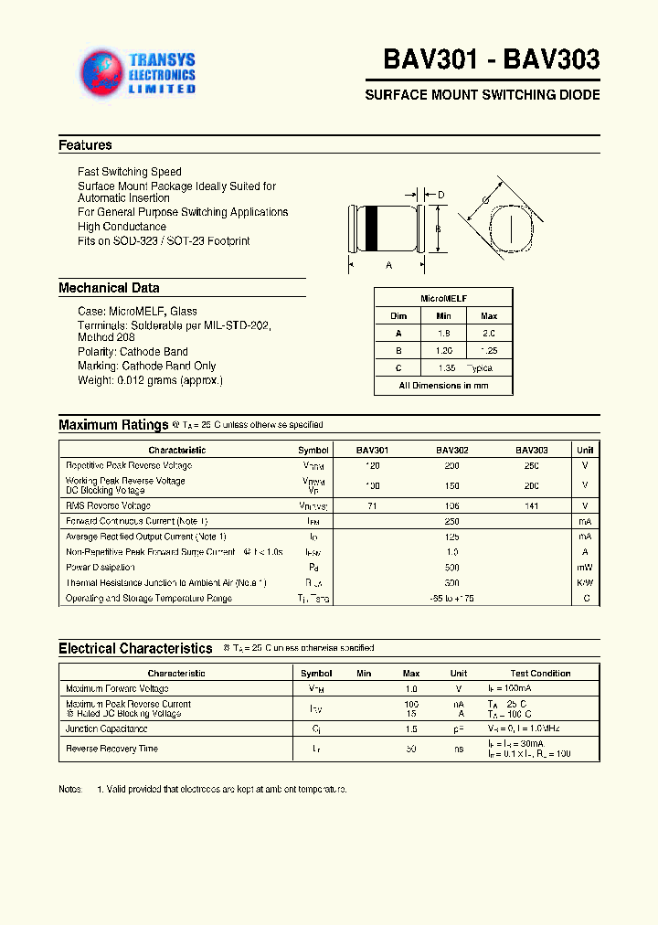 BAV301_57854.PDF Datasheet