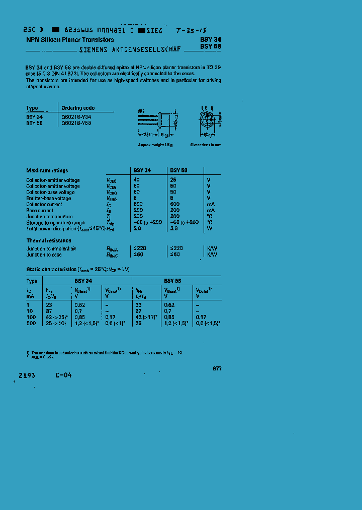BSY34_171286.PDF Datasheet