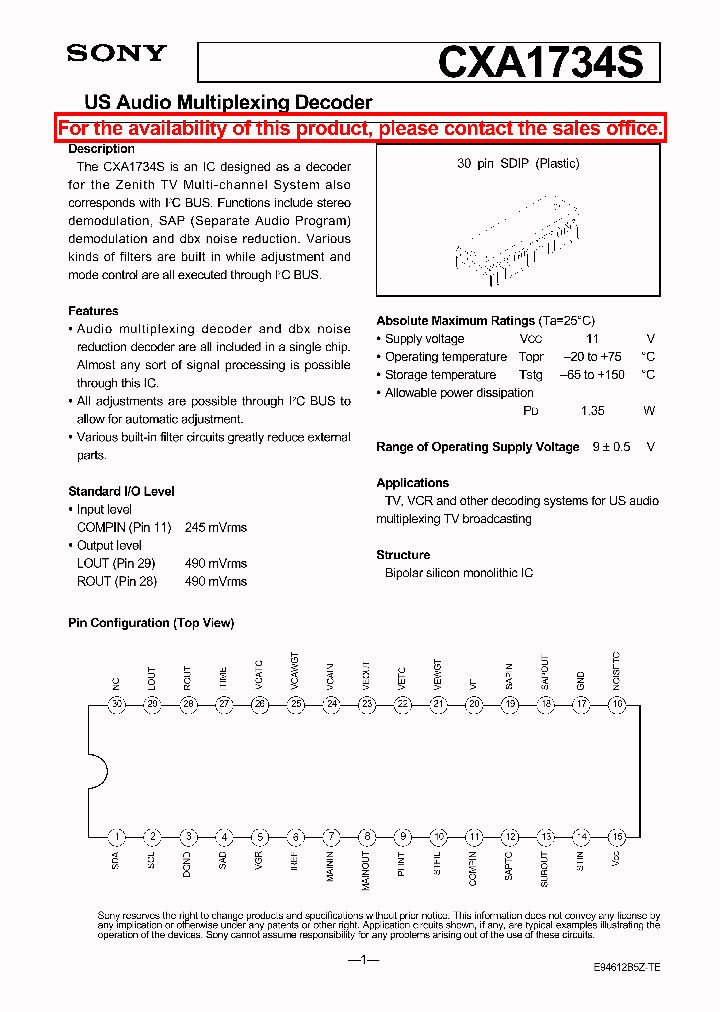 CXA1734S_117965.PDF Datasheet