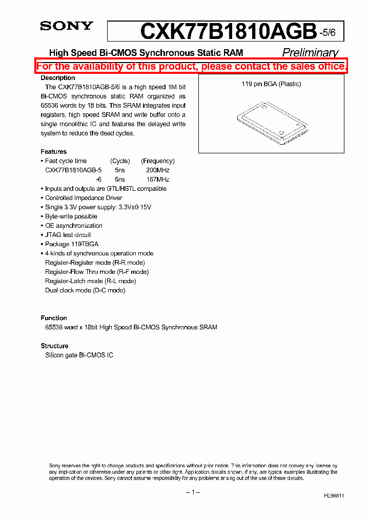 CXK77B1810AGB_107570.PDF Datasheet