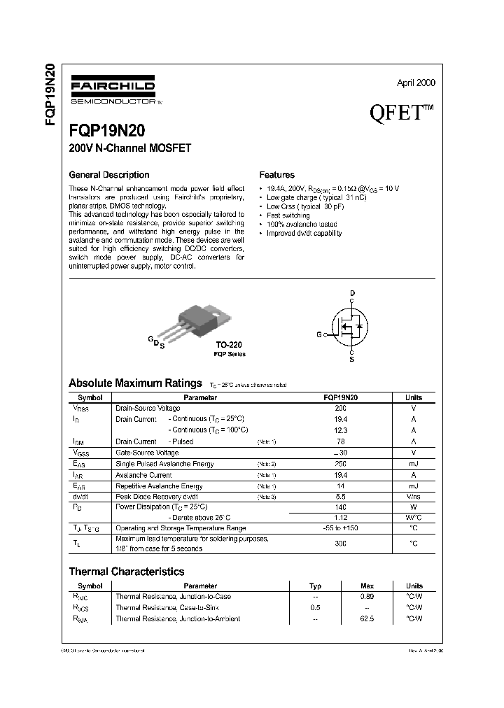 FQP19N20_152948.PDF Datasheet