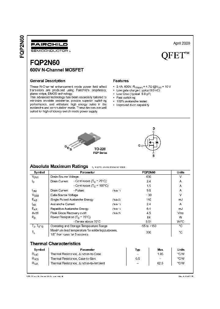 FQP2N60_176502.PDF Datasheet