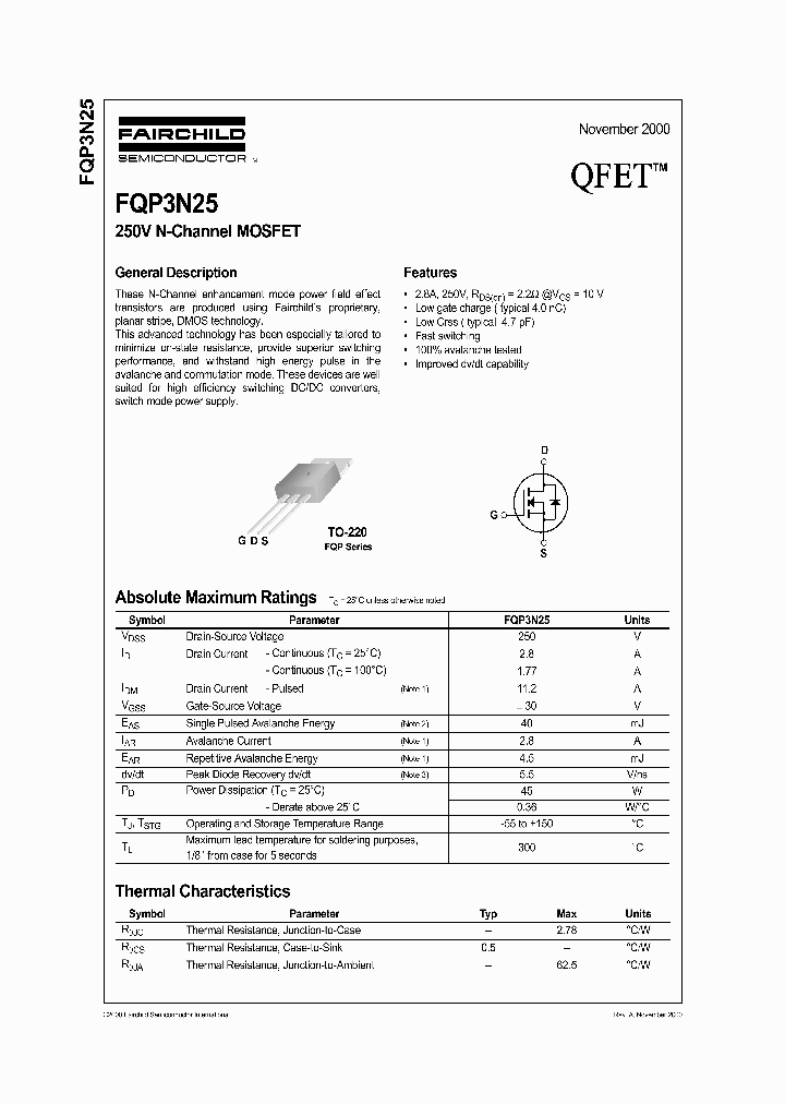 FQP3N25_181314.PDF Datasheet