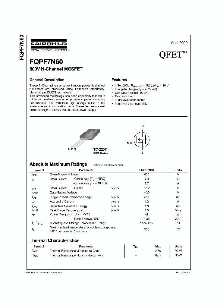 FQPF7N60_35724.PDF Datasheet