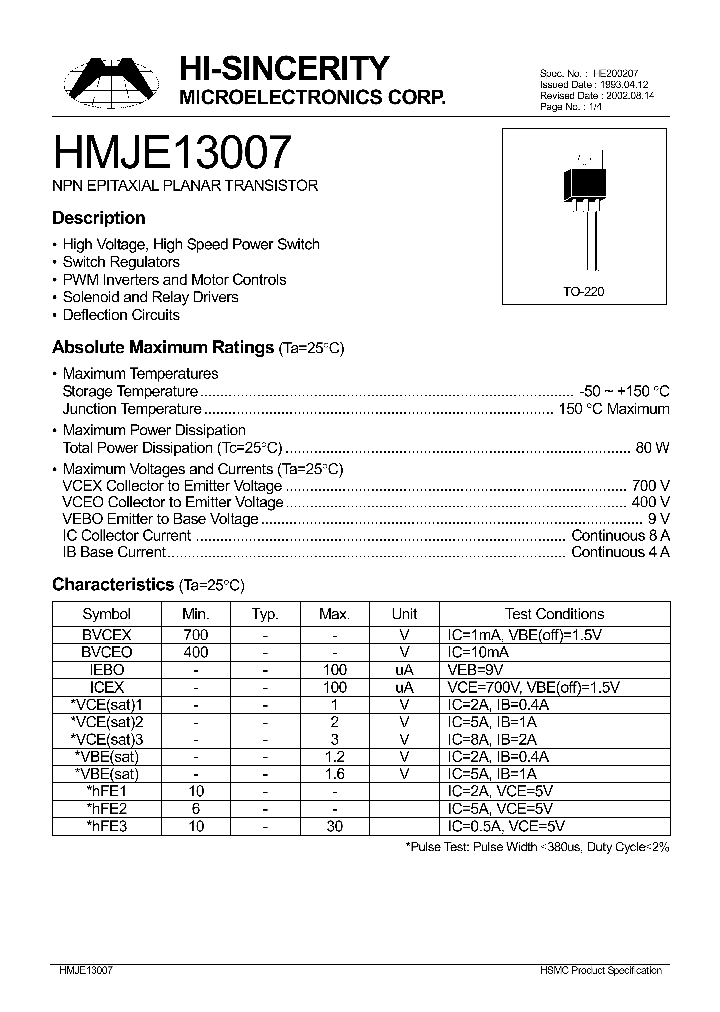 HMJE13007_139765.PDF Datasheet