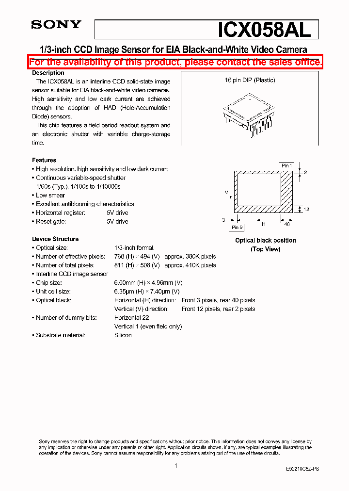 ICX058AL_41116.PDF Datasheet