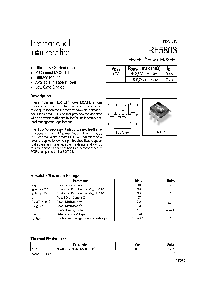 IRF5803_120590.PDF Datasheet