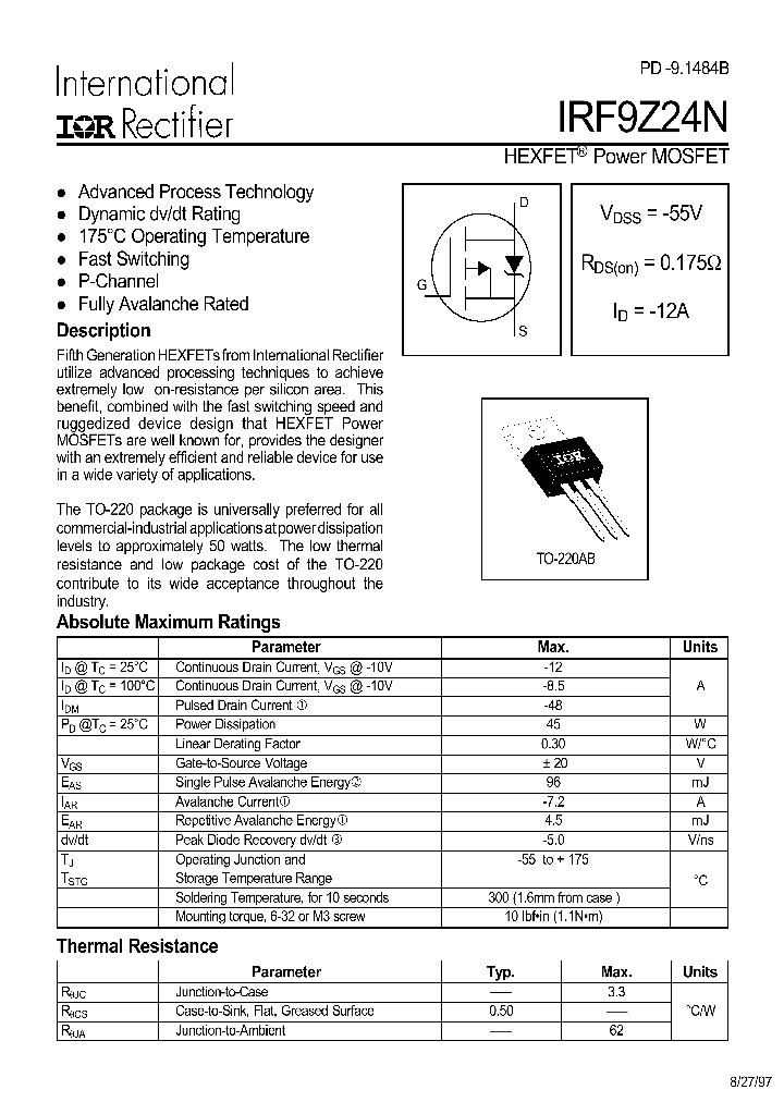 IRF9Z24N_5956.PDF Datasheet