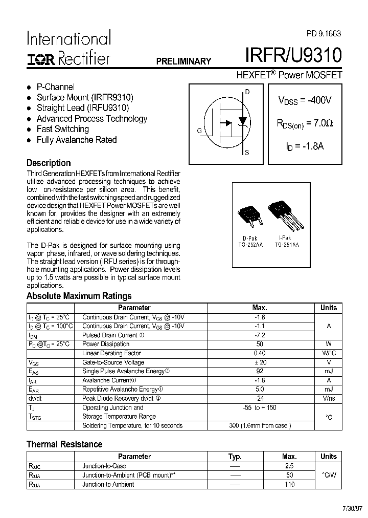 IRFRU9310_61597.PDF Datasheet