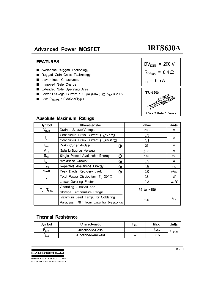 IRFS630A_34968.PDF Datasheet