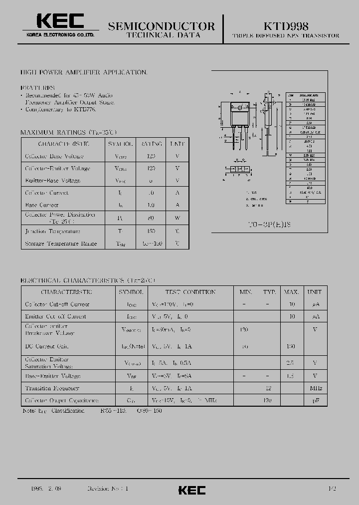 KTD998_70135.PDF Datasheet