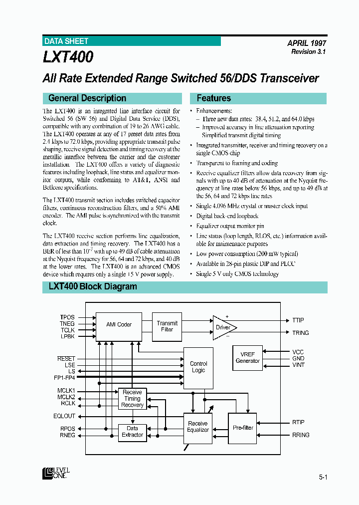 LXT400_44364.PDF Datasheet