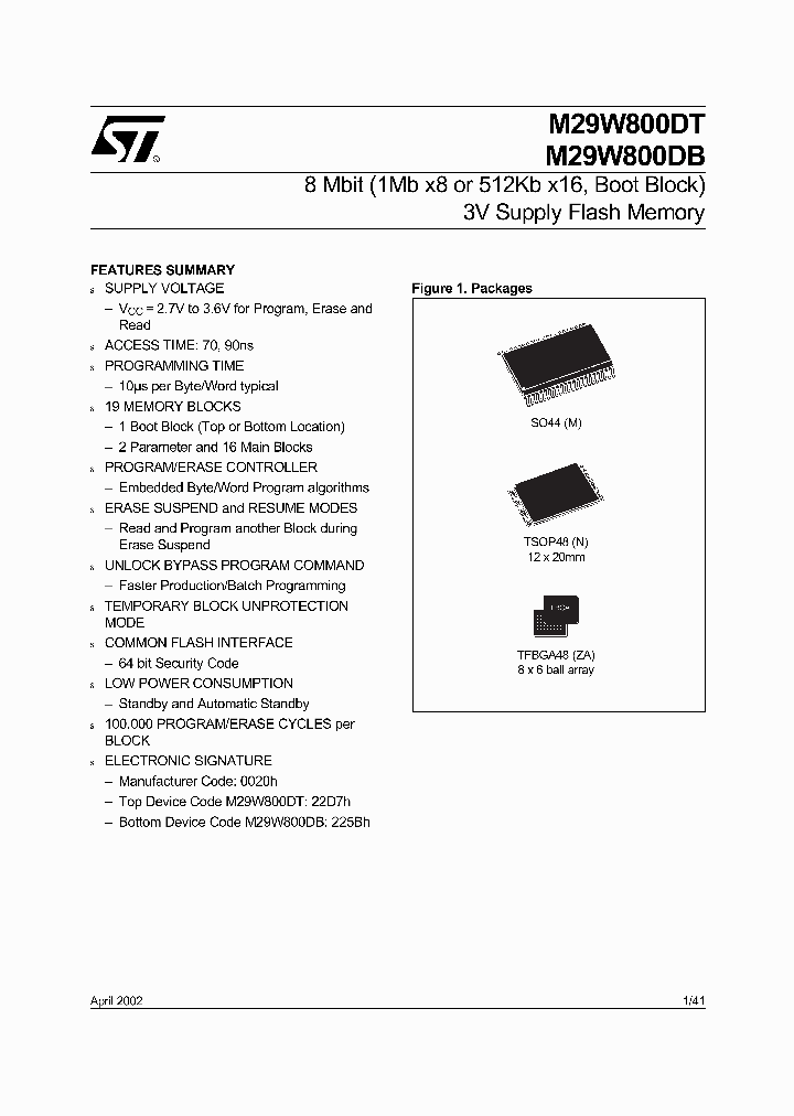 M29W800DT_154662.PDF Datasheet