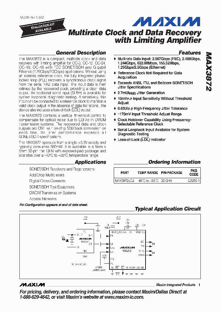 MAX3872_194985.PDF Datasheet