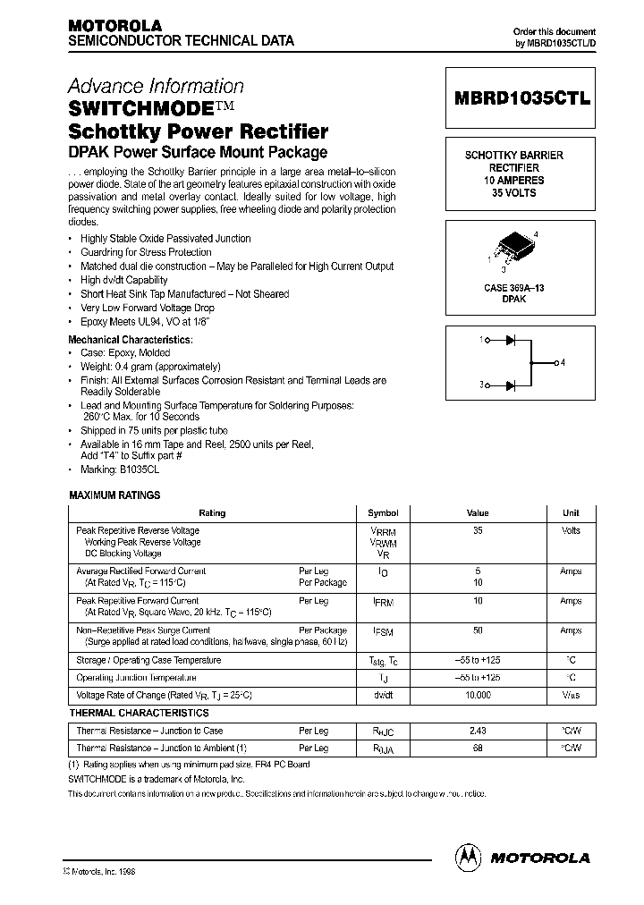 MBRD1035CTL_120255.PDF Datasheet