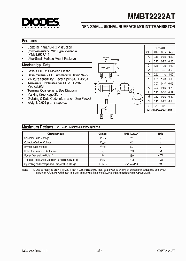 MMBT2222AT_136752.PDF Datasheet