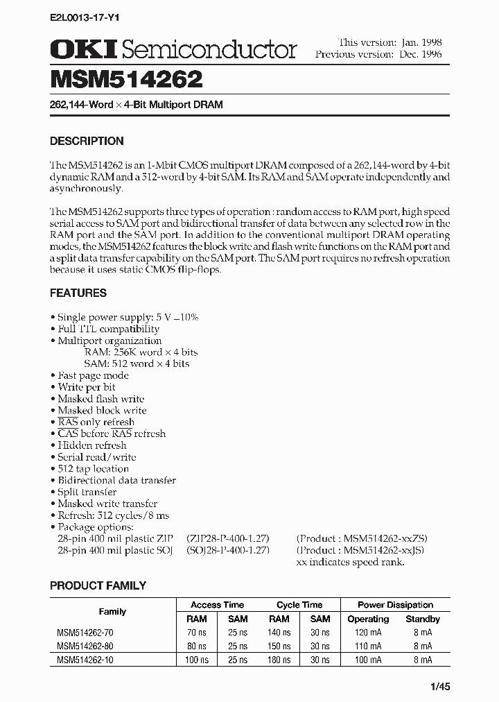 MSM514262_32844.PDF Datasheet