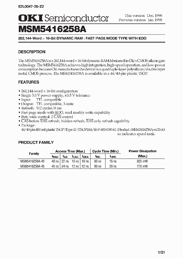 MSM5416258A_32887.PDF Datasheet