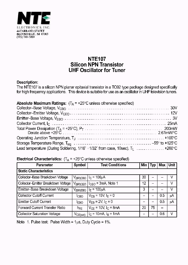 NTE107_69627.PDF Datasheet