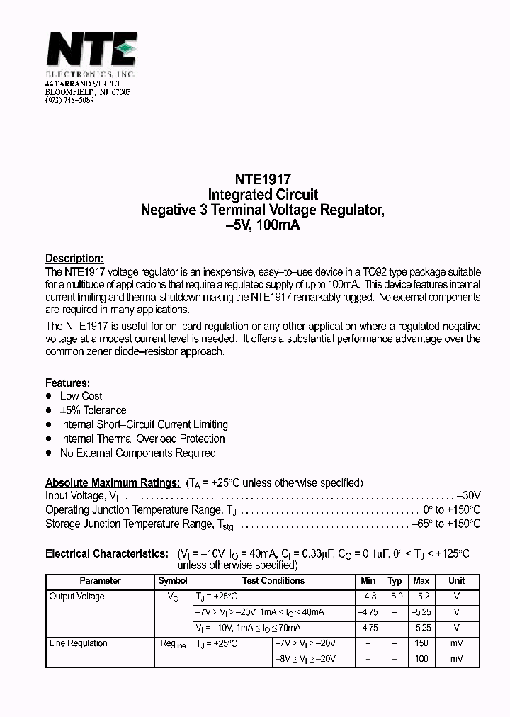 NTE1917_69767.PDF Datasheet