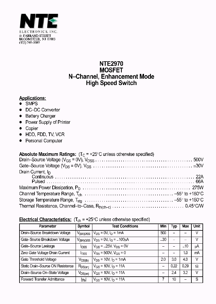 NTE2970_69886.PDF Datasheet