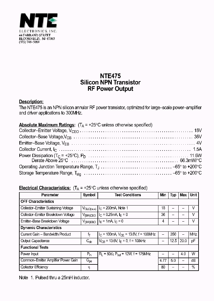 NTE475_69944.PDF Datasheet