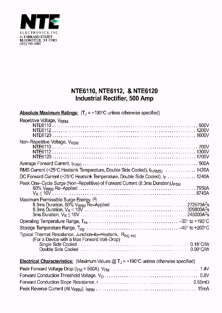 NTE6110_70020.PDF Datasheet
