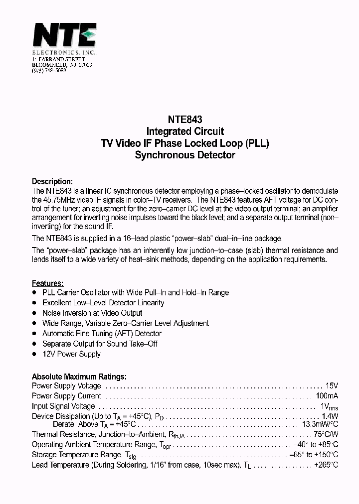 NTE843_70062.PDF Datasheet