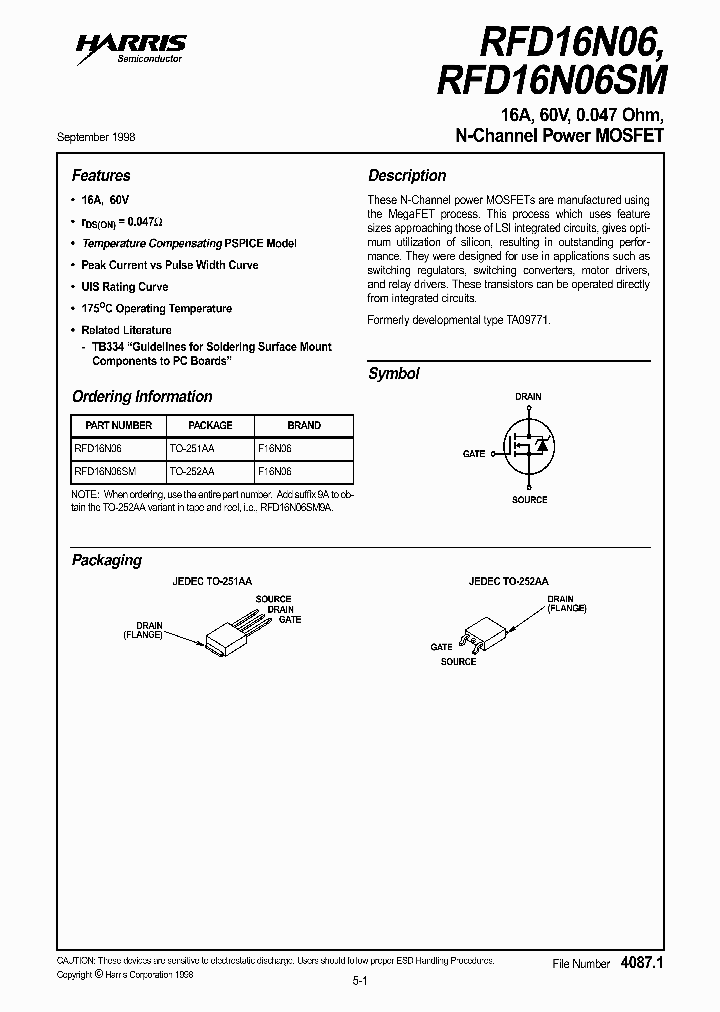 RFD16N06_171943.PDF Datasheet