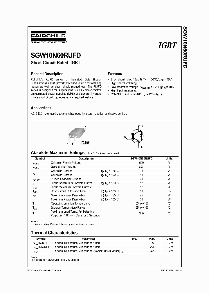 SGW10N60RUFD_148417.PDF Datasheet