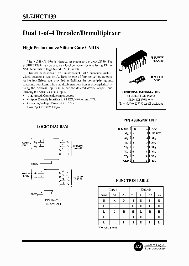 SL74HCT139D_181207.PDF Datasheet