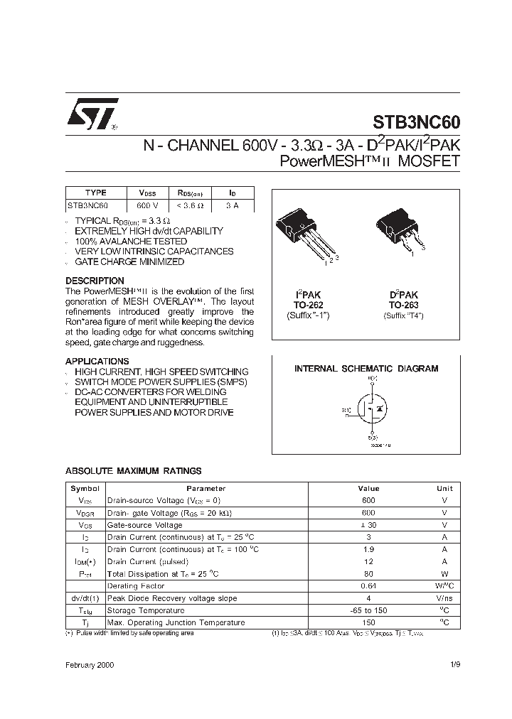 STB3NC60_77428.PDF Datasheet