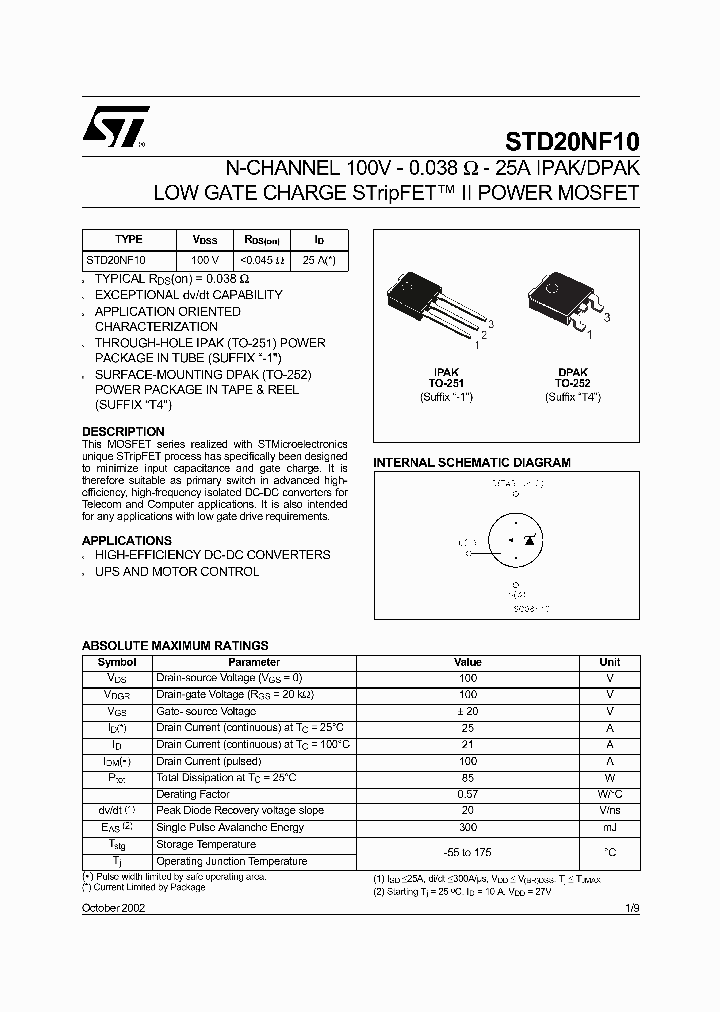 STD20NF10_152870.PDF Datasheet