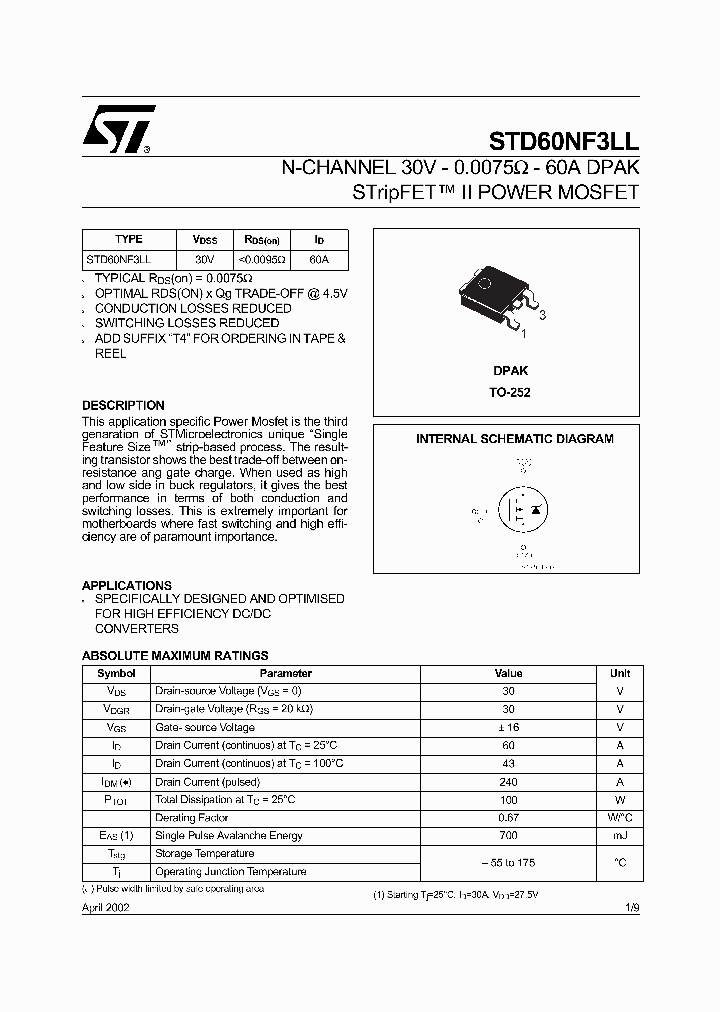 STD60NF3LL_70776.PDF Datasheet