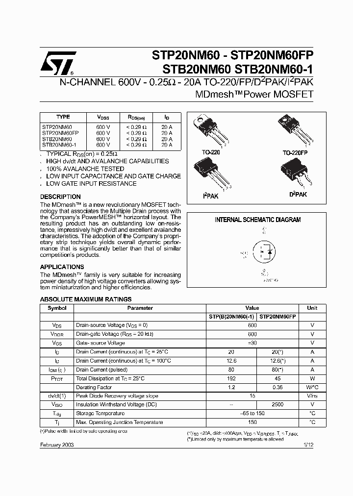 STB20NM60_71565.PDF Datasheet