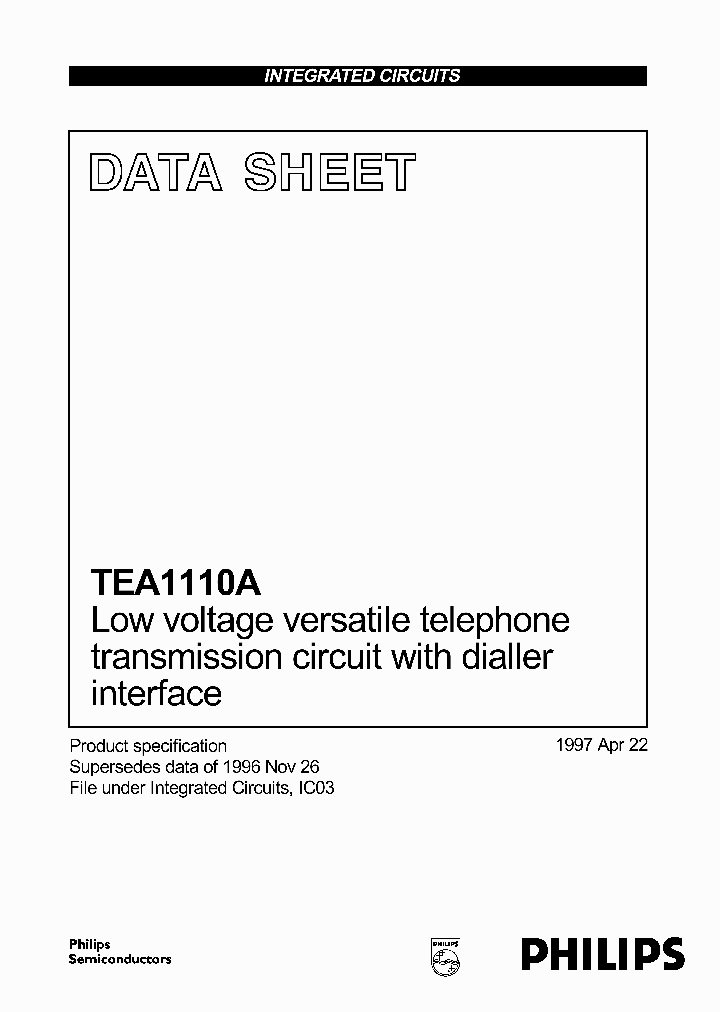 TEA1110_80307.PDF Datasheet