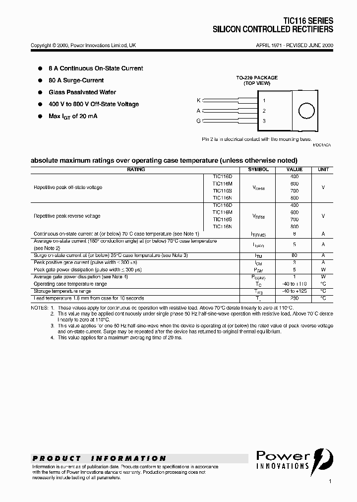 TIC116_68897.PDF Datasheet