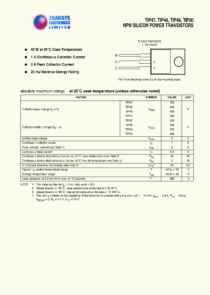 TIP50_155955.PDF Datasheet
