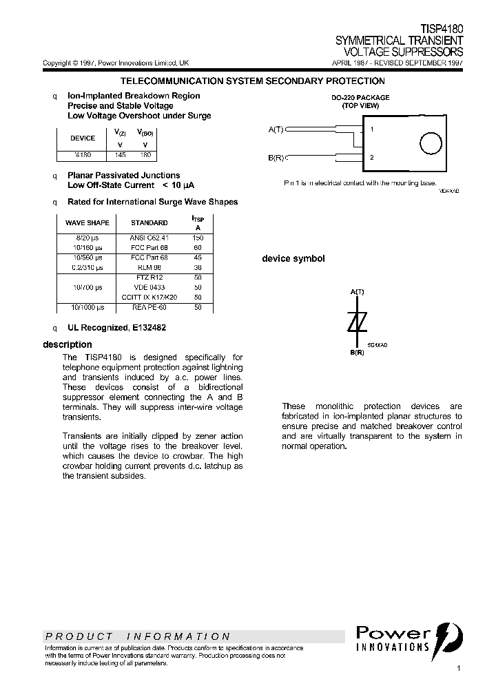 TISP4180_189343.PDF Datasheet