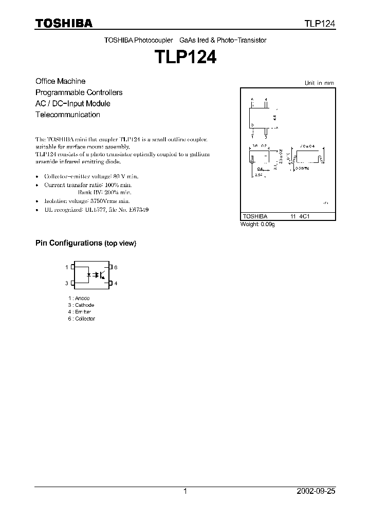 TLP124_109984.PDF Datasheet