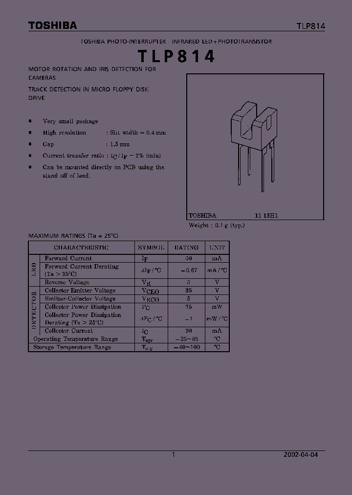 TLP814_4318.PDF Datasheet