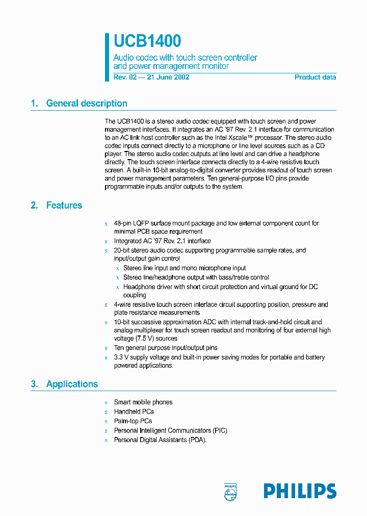 UCB1400_60704.PDF Datasheet