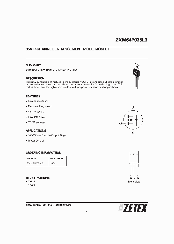 ZXM64P03_23235.PDF Datasheet