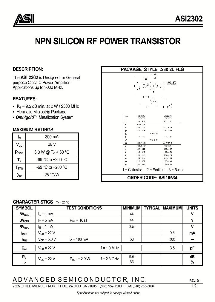 ASI2302_289275.PDF Datasheet