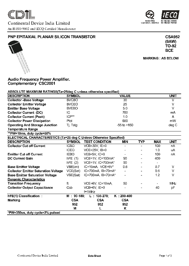 CSC2001_260539.PDF Datasheet