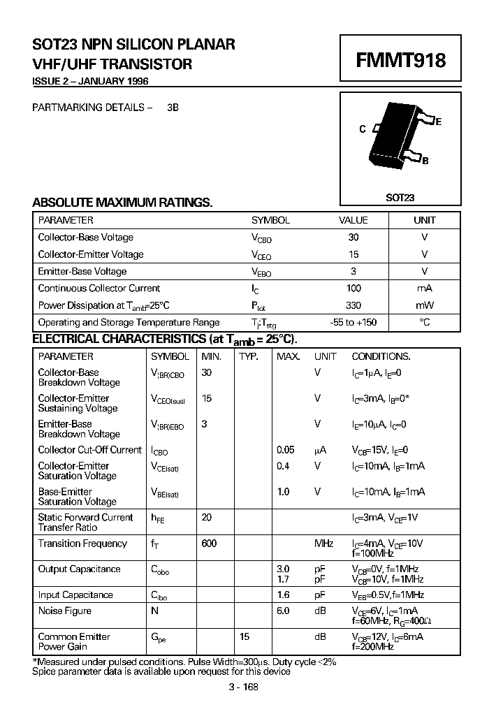 FMMT918_274805.PDF Datasheet