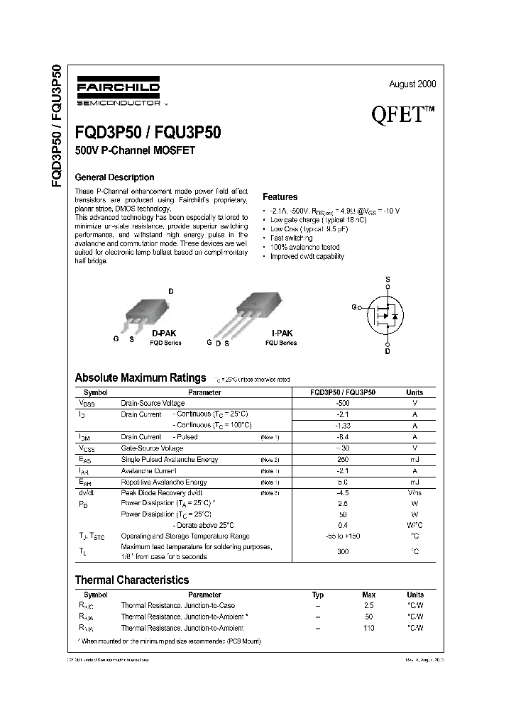 FQD3P50_253050.PDF Datasheet