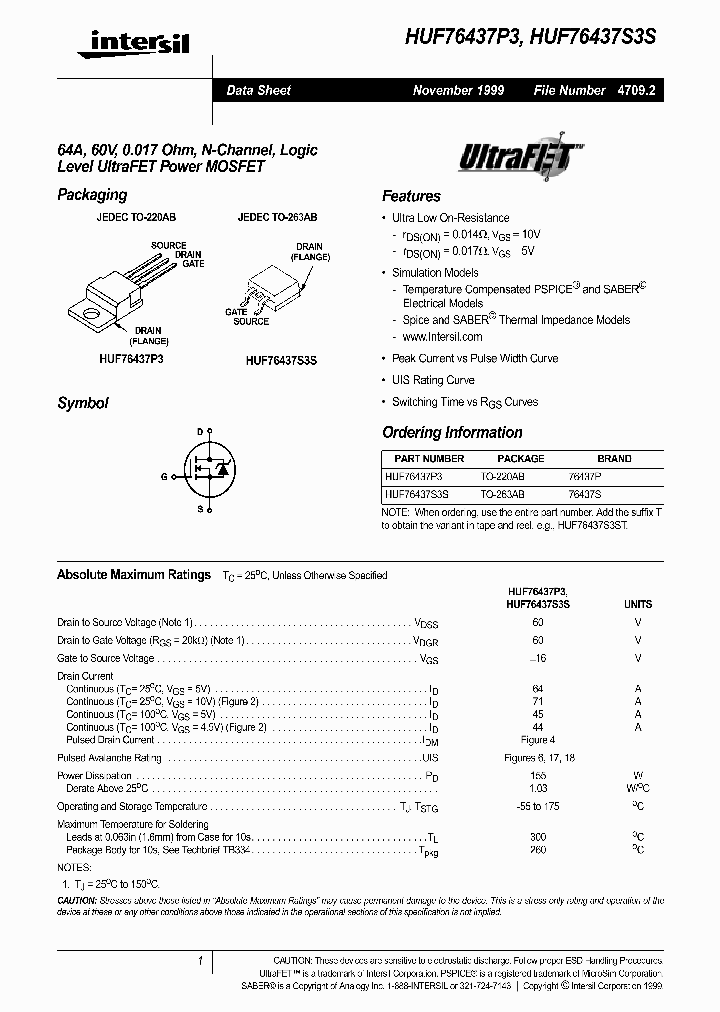 HUF76437S3S_293346.PDF Datasheet